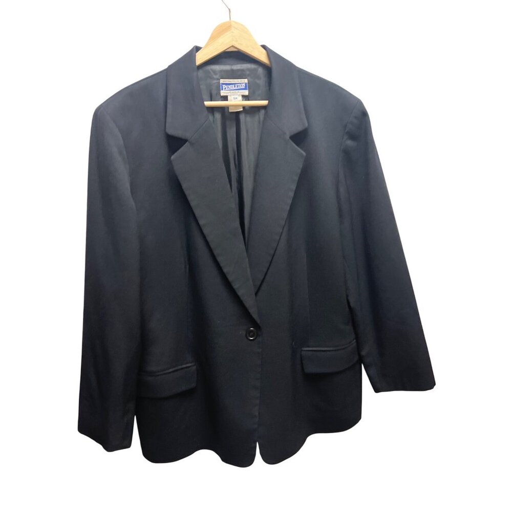 Pendleton Vintage 90's Black Wool Classic Tailored Blazer